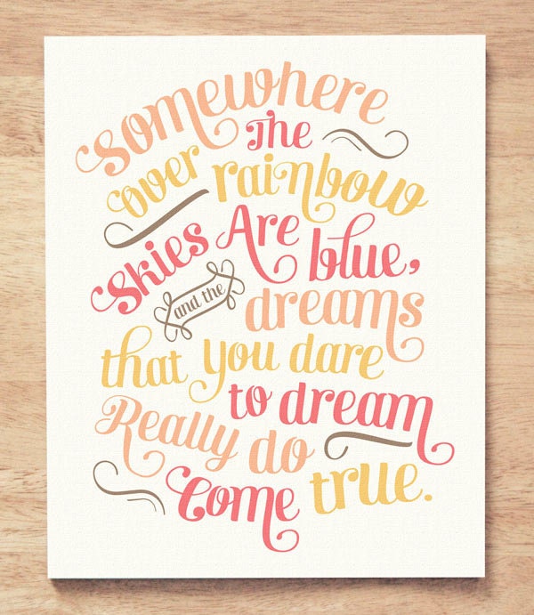 CUSTOM COLORS - Somewhere Over the Rainbow - 8x10 Nursery Art Print