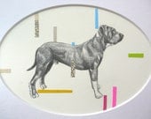 10% Discount on Portrait Collages - Original Pencil Drawing of Pit Bull Dog 8 x 10 Oval mat included by Catalina