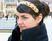 Gold Headband, Metallic Beaded Sequin Flower Headband for Women and Teens Handmade by Jill's Boutique