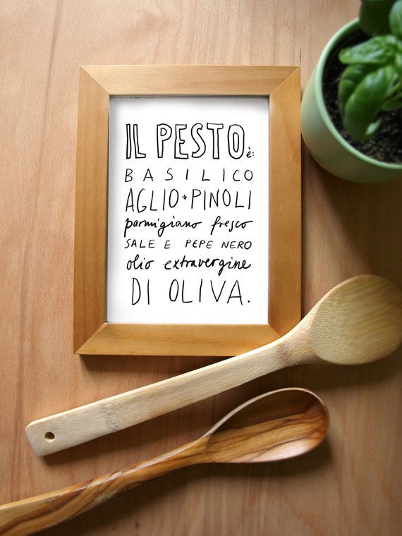 Italian Recipe - PESTO - italian kitchen poster italy art typographic  - high quality fine art print