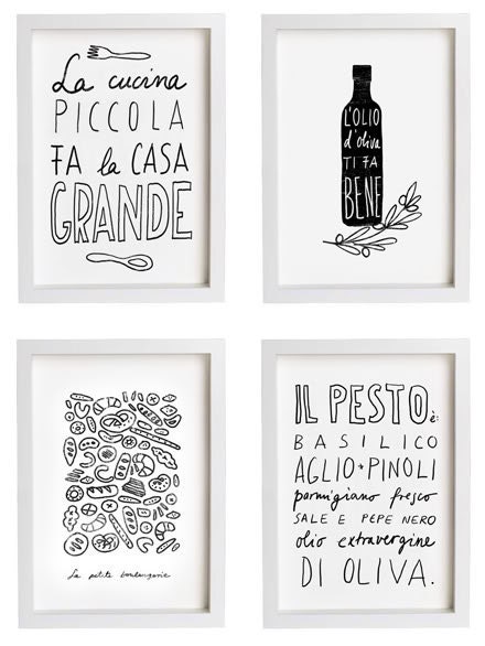 Anek LA CUCINA Kitchen Art Typography Print - high quality fine art print