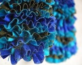 Navy Blue Turquoise Olive Green Ruffle Curly Scarf Cowl Neckwarmer for Modern Women