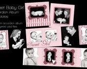 SWEET BABY GIRL AccordionAlbum Templates for Photographers - Photoshop Files Perfect for any occasion 3x3 inch in Pinks and White