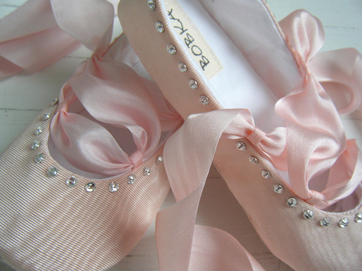 Baby Ballet Shoes,Vintage Pink Taffeta, 'Juliette', Ballet Slippers, Flower Girl, Baby Girl,Toddler Flats,  Bobka Shoes by BobkaBaby