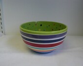 Rainbow Color Stripes Cereal or Ice Cream Bowl - Hand Painted Ceramic - Extra Large Personal Bowl