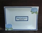 Custom Anniversary Signature Guestbook Platter - Personalized with Hydrangea - Shades of Blue