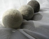 Large Wool Dryer Balls--Set of 3--Natural White/Natural Oatmeal/Natural Tweed--Wool Core