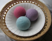 Felted All Wool X-Large Eco Dryer Balls--Set of 3--Easter Basket Colors--Wool Core