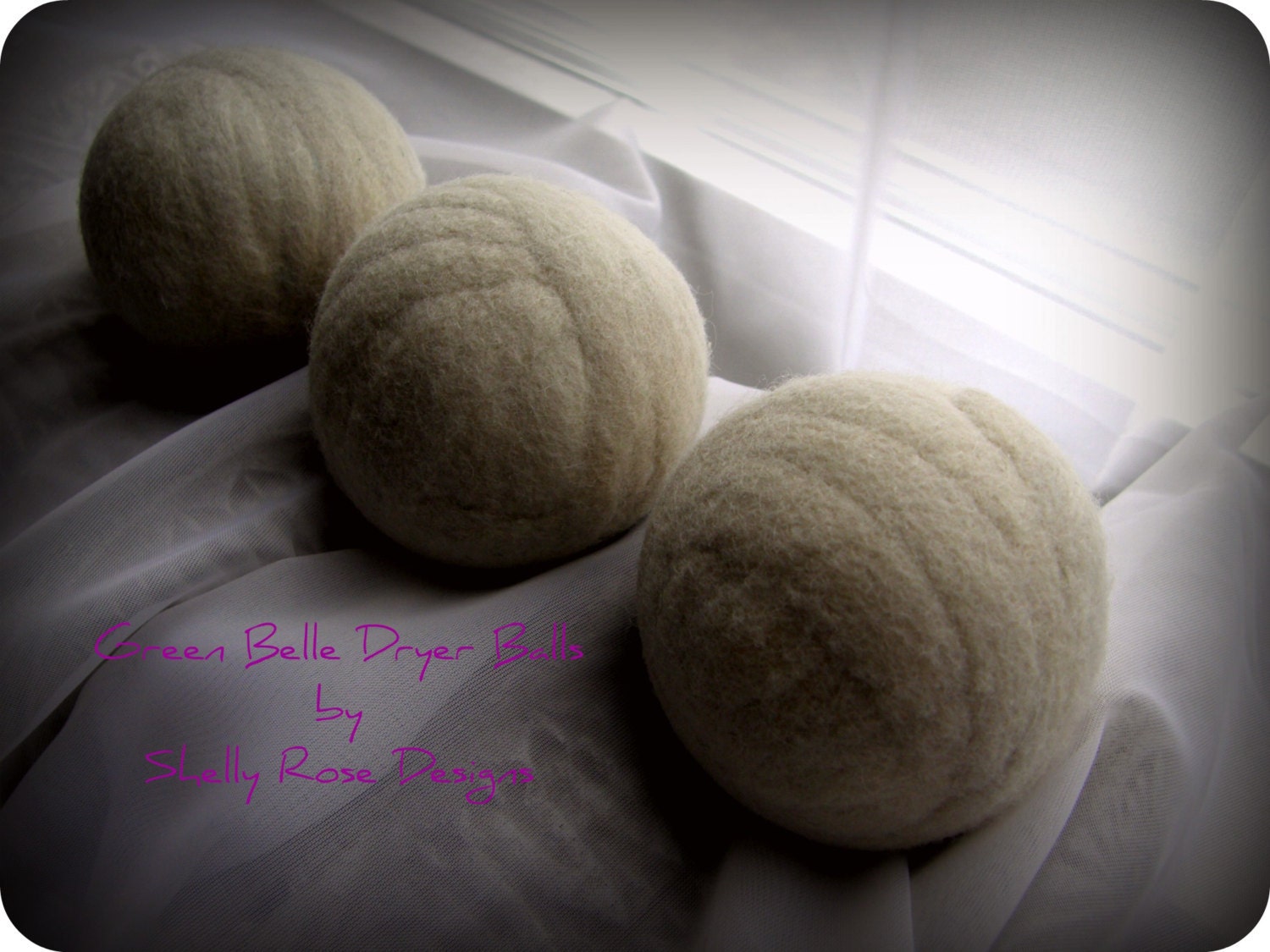SALE--Was 42--Felted All Wool Large Eco Dryer Balls--Set of 6--No Dyes Natural White/Off White Roving--No Yarn--Wool Core
