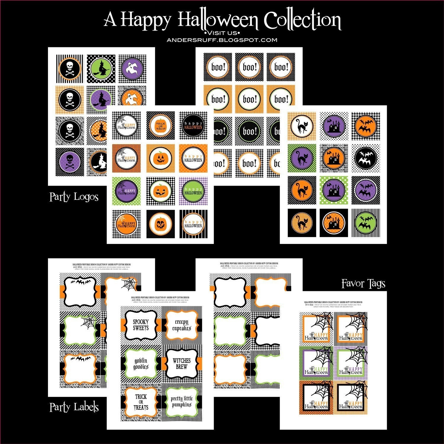Printable HAPPY HALLOWEEN Design Collection - As seen on Hostess with the Mostess - 30 PERCENT OFF
