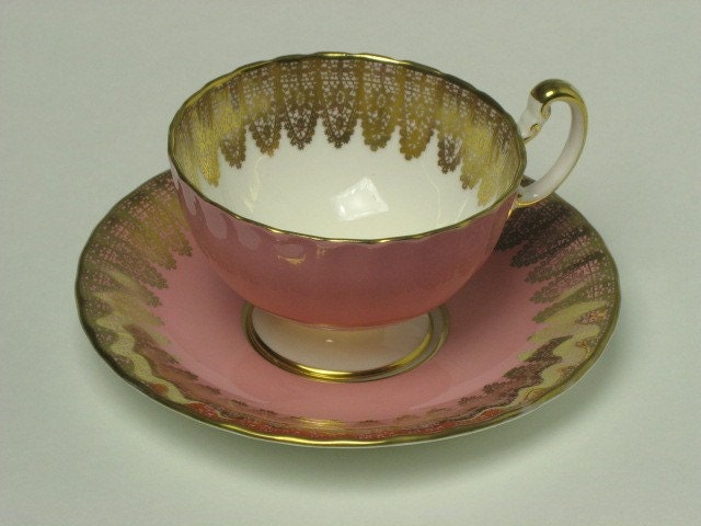Fabulous Vintage DUSTY PINK Aynsley Cup and Saucer