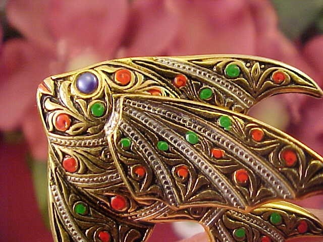 Vintage Figural  ANGEL FISH Damascene Brooch/Pin