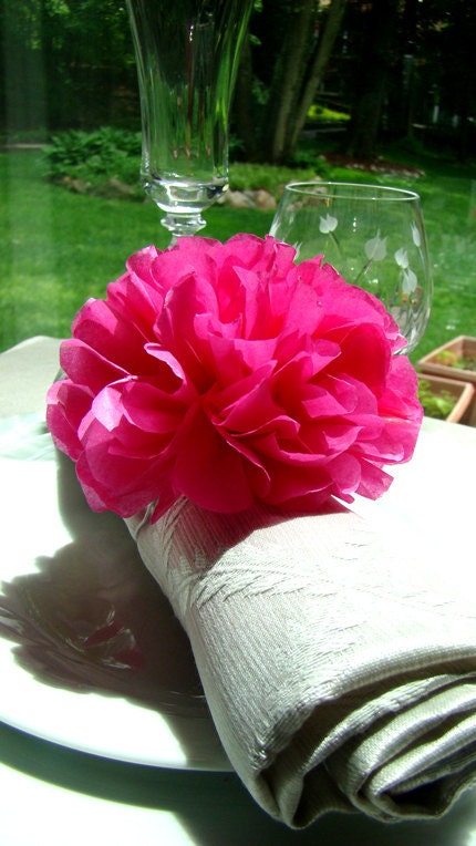 Tissue  Paper  Poms Napkin Holders.... Set of 12 ..... / Wedding Reception / Bridal Shower / Party Decoration