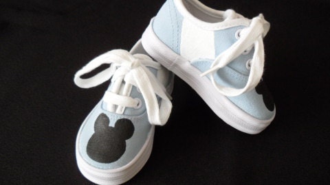 Mickey Mouse Light Blue Painted Lace Up Shoes