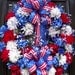 Memorial Day Wreath Patriotic Wreath Spring Wreaths Floral Door 4th of July Decoration