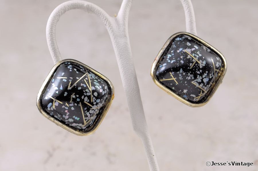 Chunky Bracelet Earrings Matched Set Gold Silver & Black