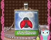Custom Name Ladybug Scrabble Tile Pendant Image 132