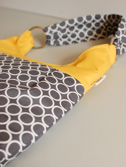 Metro Dots in Grey and Mustard Pleated Purse