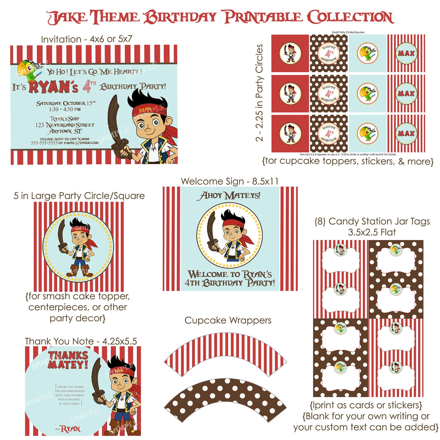 Jake and the Neverland Pirates Invitation - PRINTABLE 4x6 or 5x7