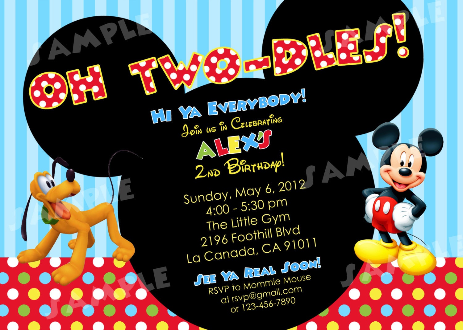 PRINTABLE Mickey Mouse Birthday Invitation - 4x6 or 5x7 Digital File
