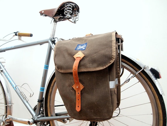 Deluxe Waxed City Panniers - Brown Waxed Canvas / Leather