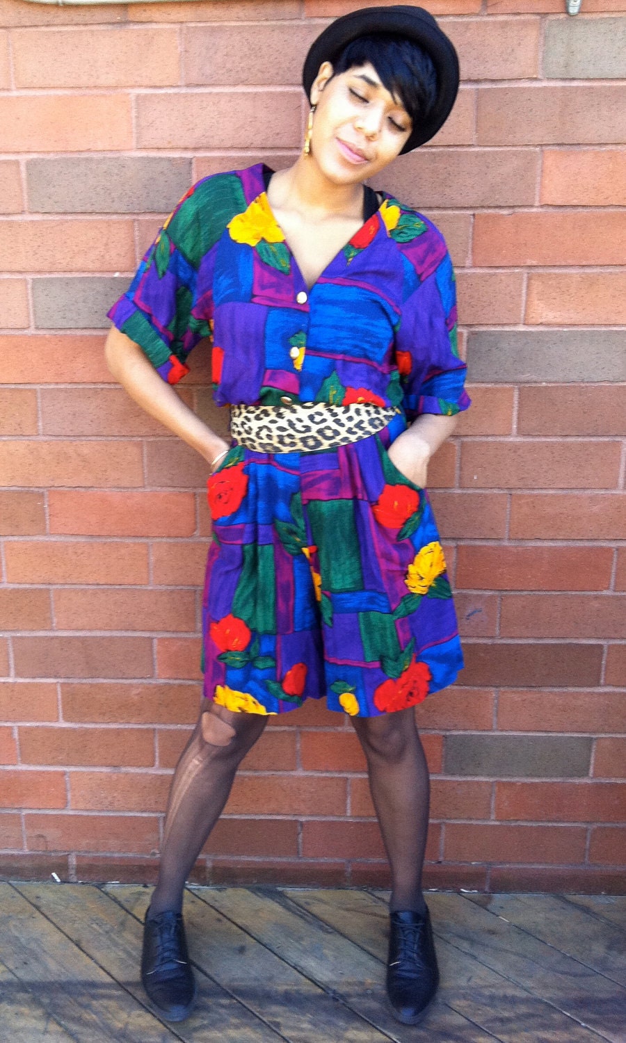 SALE 90's Floral Jumper Onsie Medium