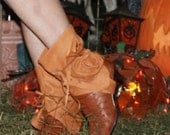 Butterscotch showdiva designs Leather Spats for Boots to Bare Feet Toppers with Sculpted Roses