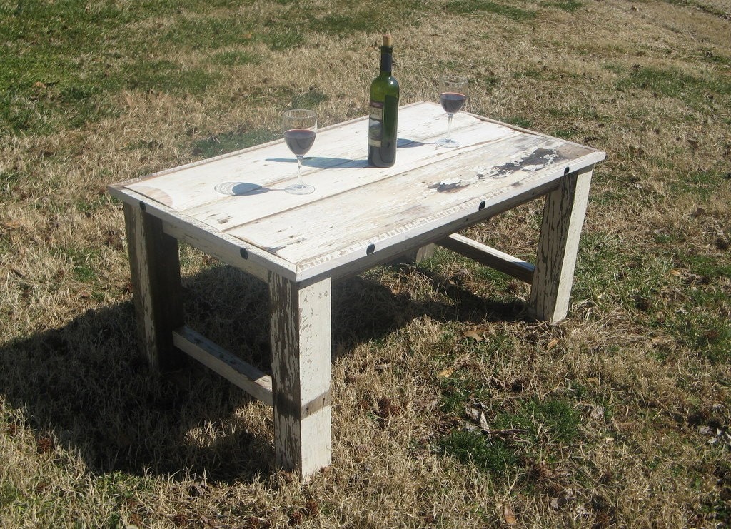 White/Rustic Wood Coffee Table