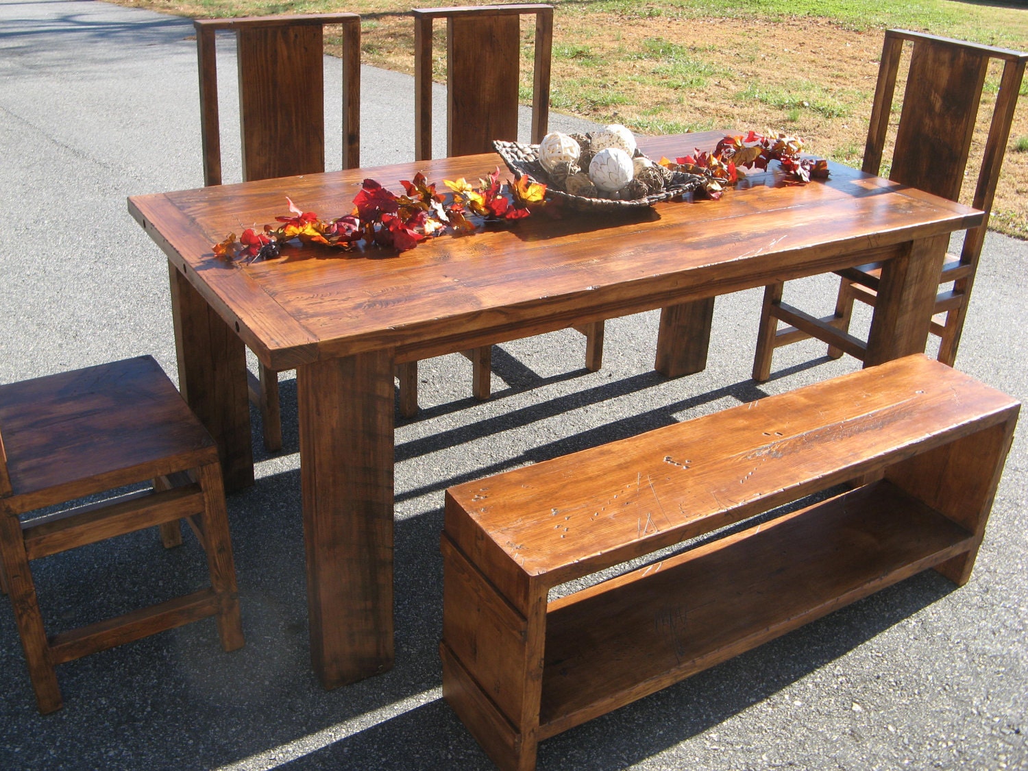 Dining Table Distressed Stained