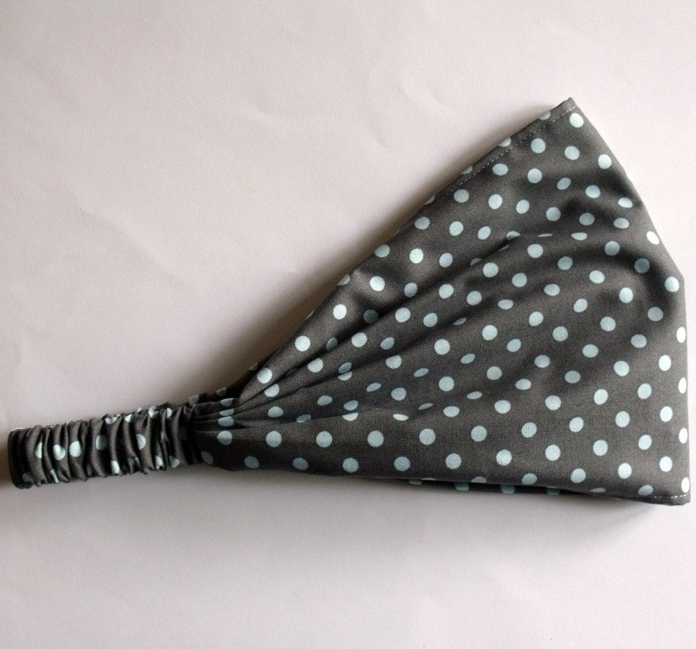 Headband - Gray Dumb Dot - Michael Miller fabric