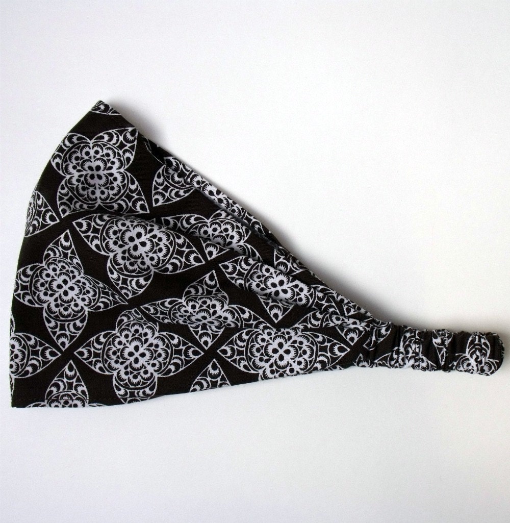 Yoga Headband - Ty Pennington Cotton Fabric for Free Spirit - Lace in Espresso