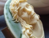 Sweet Holy Jesus Cameo Ring Hipster Green and Cream