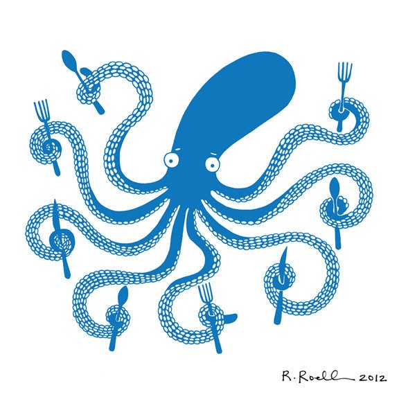 Let's Eat - Octopus Illustration