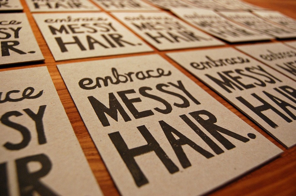 Embrace Messy Hair - Lino Print