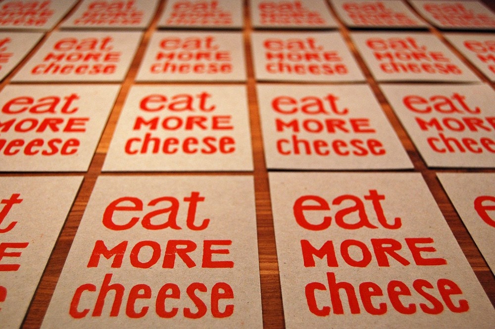 Eat More Cheese - Lino Print