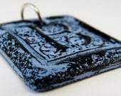 french blue personlized jewelery, monogram initial pendant, shabby chic distressed pendant