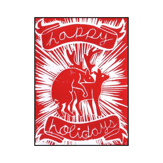 Reindeer Holiday 4x5 Card