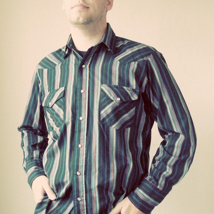 Mens striped western shirt by Karman