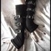 Contorted Angel Arm Warmers - Gothic Unisex Buckled Bondage - Black w/ Silver Metal Buckles - Rivet Head Visual Men Punk Dark Vampire Lolita
