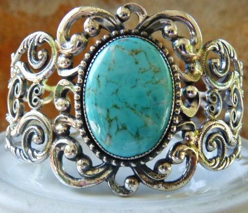 Danecraft Sterling ornate repousse' vintage cuff bracelet