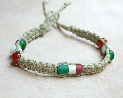 Surfer Hemp Bracelet with Italian Flag -ITALY