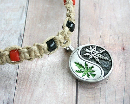 Hemp Rasta Necklace With Pewter Hemp Pendant