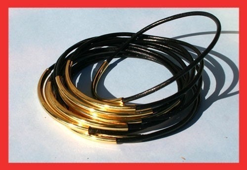 FREE SHIPPING 10 Leather Bangles Bracelets Black Leather