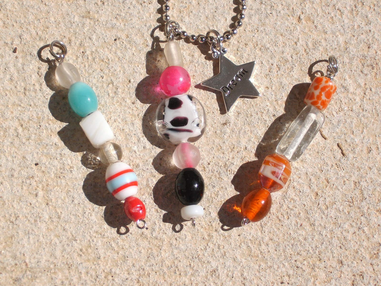 Sweet and Sassy Glass Bead Pendant set w/silver Dream charm
