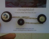 Button Bobby Pins - A Set of Three
