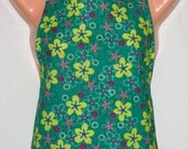 Womens Full Apron in a Green Flower Print