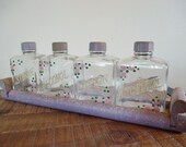 Antique Toiletries Bottles with Wood Tray