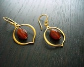 Lotus Petal Earrings - 24K gold vermeil with carnelian