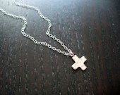 Silver Hammered Cross Necklace