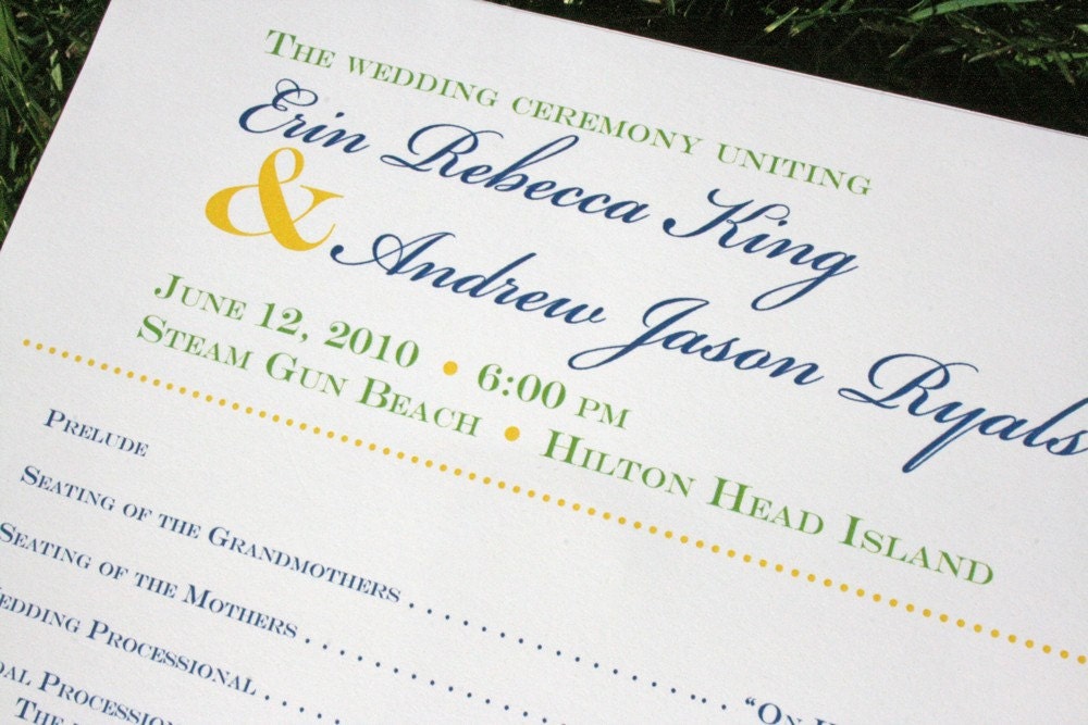 Wedding Fan Program in True Colors Design - Sample